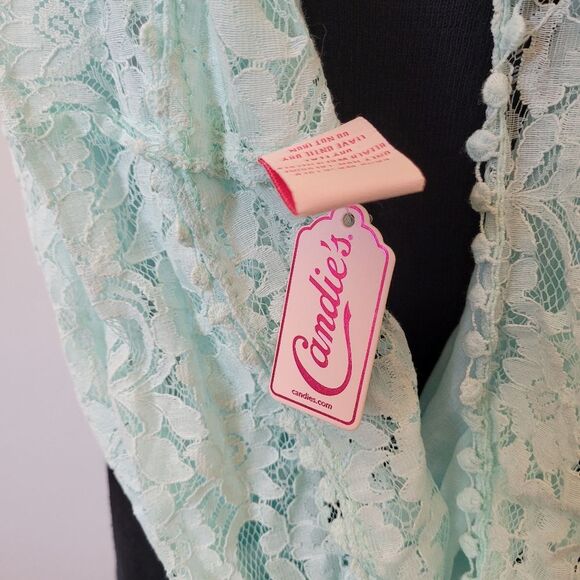 NEW Candie's Teal Lace Infinity Scarf Lightweight Green Cottage Fairy Whimsical - Picture 5 of 6